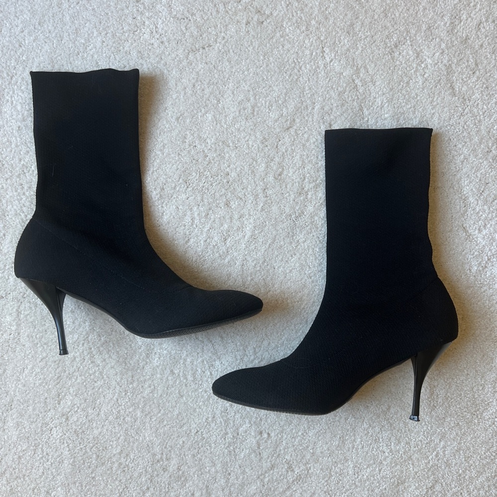 Stuart Weitzman Black Stretch Sock Stiletto Booties